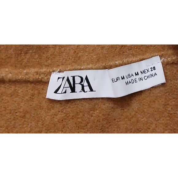 Zara womens medium cropped boxy soft wool camel brown sweater - Picture 6 of 7